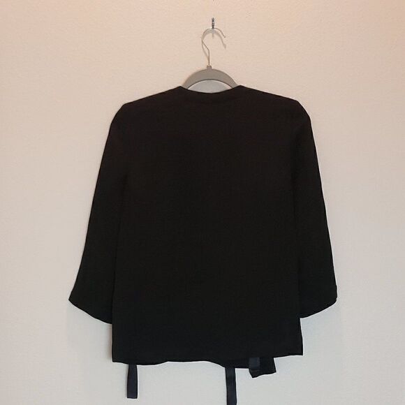 Eileen Fisher Silk Blend V-Neck Black Wrap Top Size PP/PTP - Picture 7 of 11